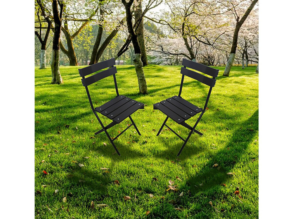 Lot de 2 chaises de jardin pliable en plastique "Tenerife" - Gris anthracite