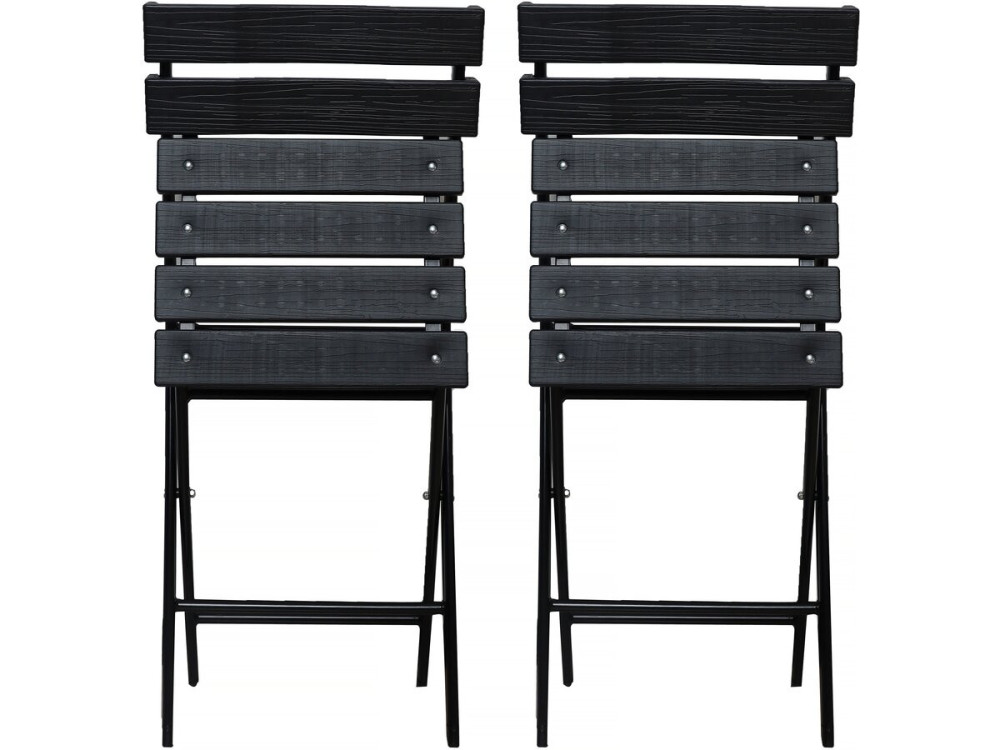Lot de 2 chaises de jardin pliable en plastique "Tenerife" - Gris anthracite