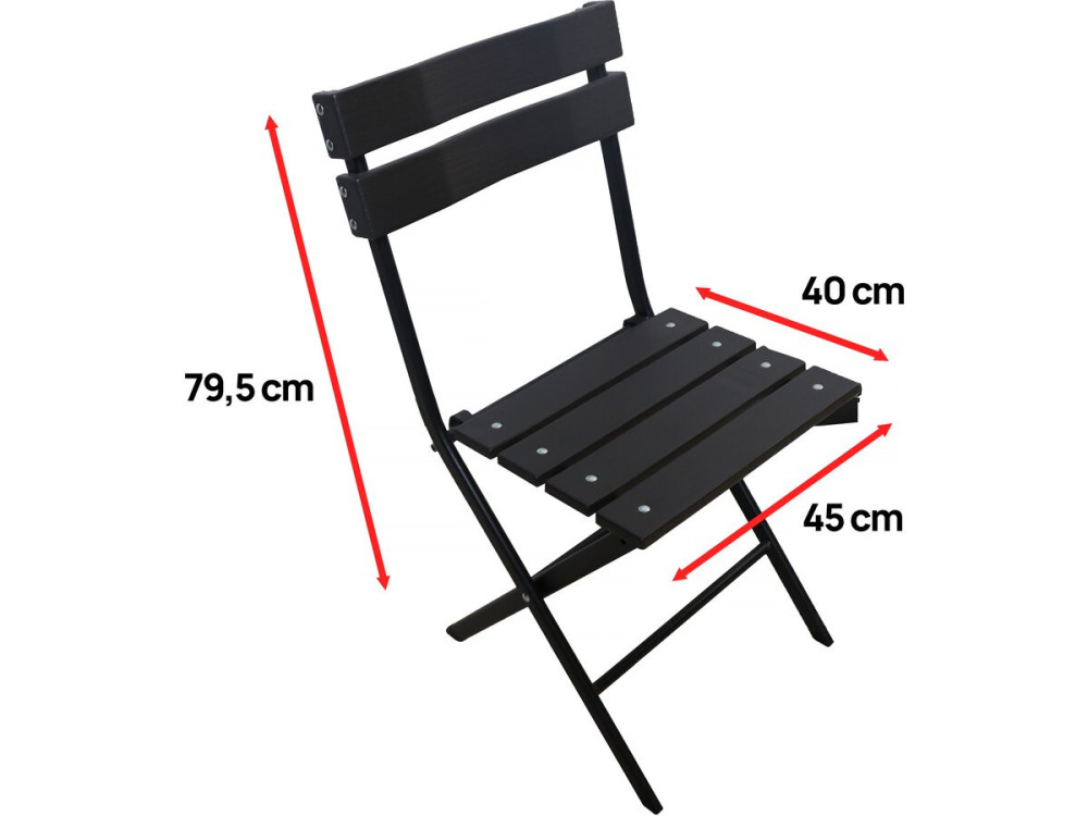 Lot de 2 chaises de jardin pliable en plastique "Tenerife" - Gris anthracite