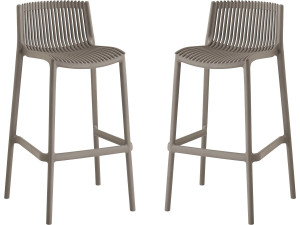 Lot de 2 chaises hautes empilables en plastique "Néora" - Taupe