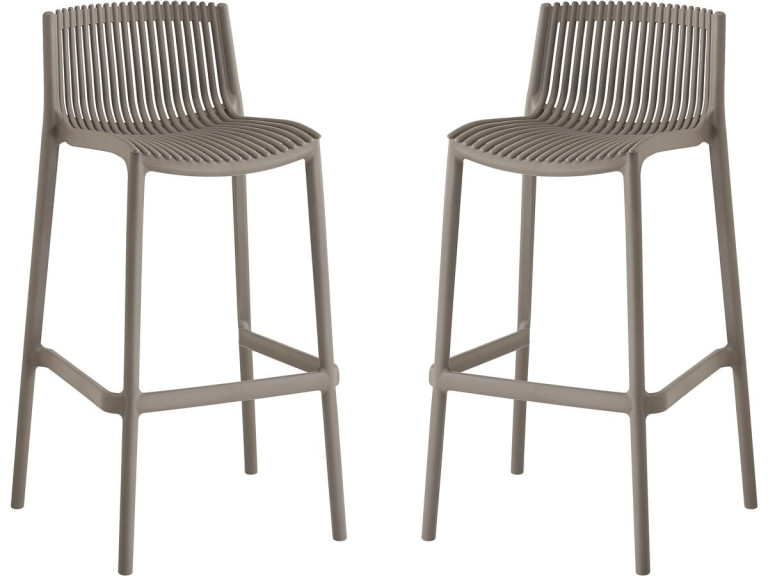 Lot de 2 chaises hautes empilables en plastique "Néora" - Taupe