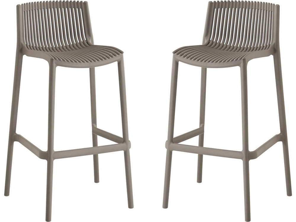 Lot de 2 chaises hautes empilables en plastique "Néora" - Taupe