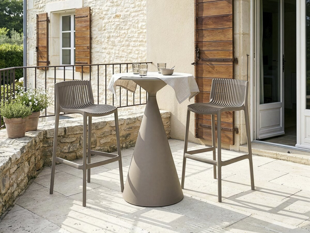 Lot de 2 chaises hautes empilables en plastique "Néora" - Taupe