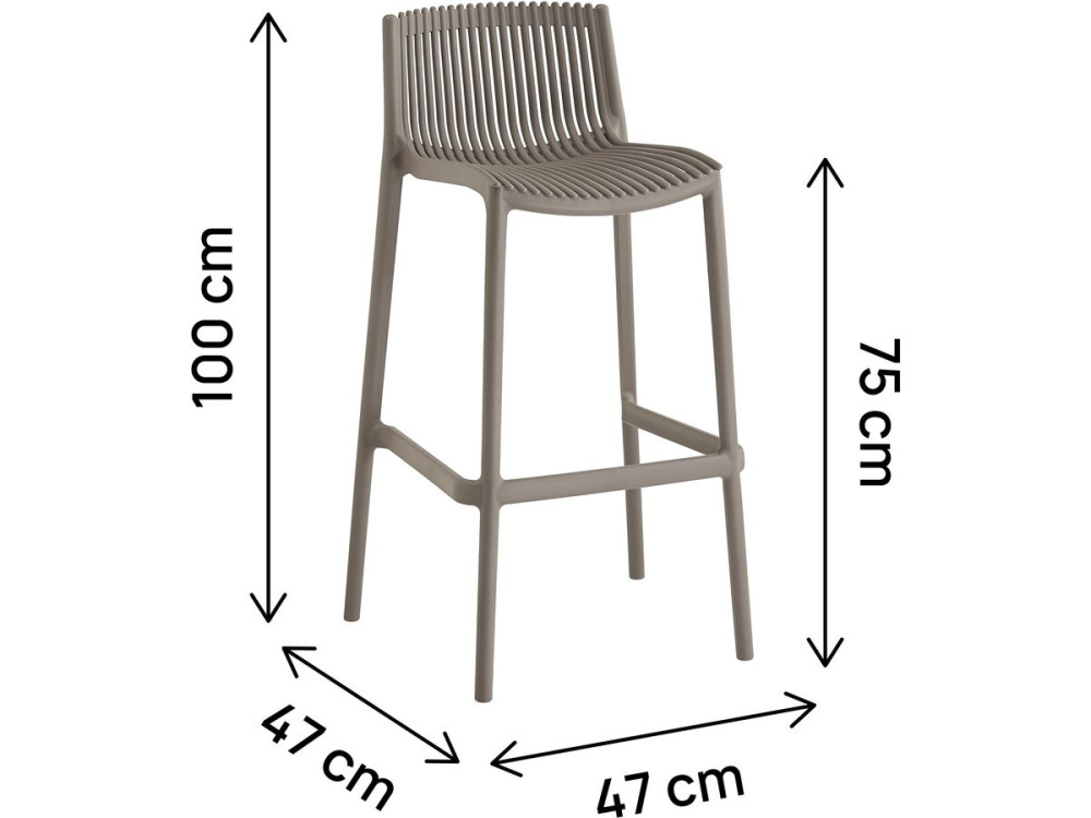 Lot de 2 chaises hautes empilables en plastique "Néora" - Taupe