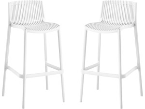 Lot de 2 chaises hautes empilables en plastique "Néora" - Blanc