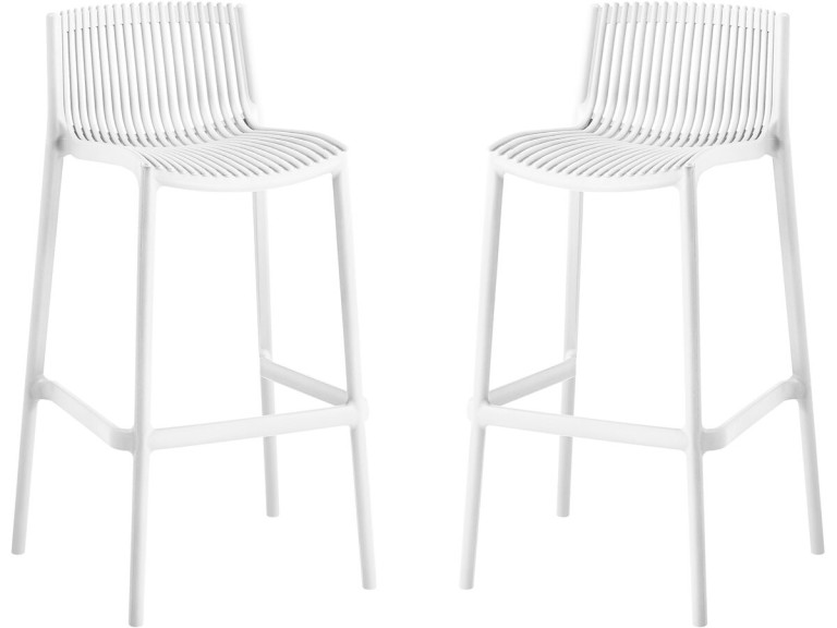 Lot de 2 chaises hautes empilables en plastique "Néora" - Blanc