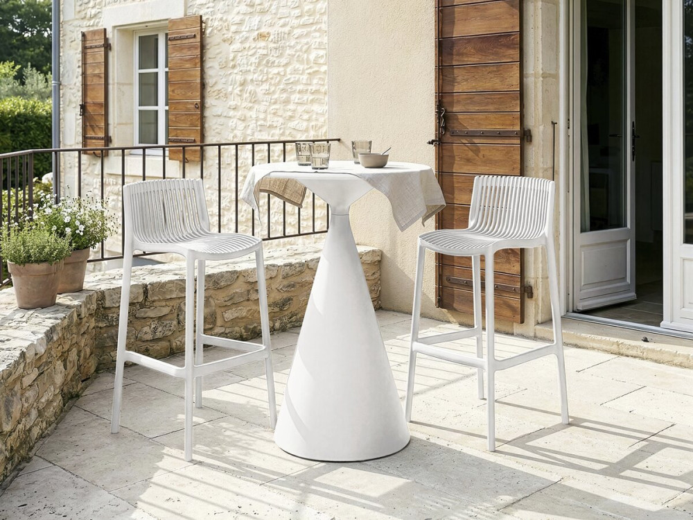 Lot de 2 chaises hautes empilables en plastique "Néora" - Blanc