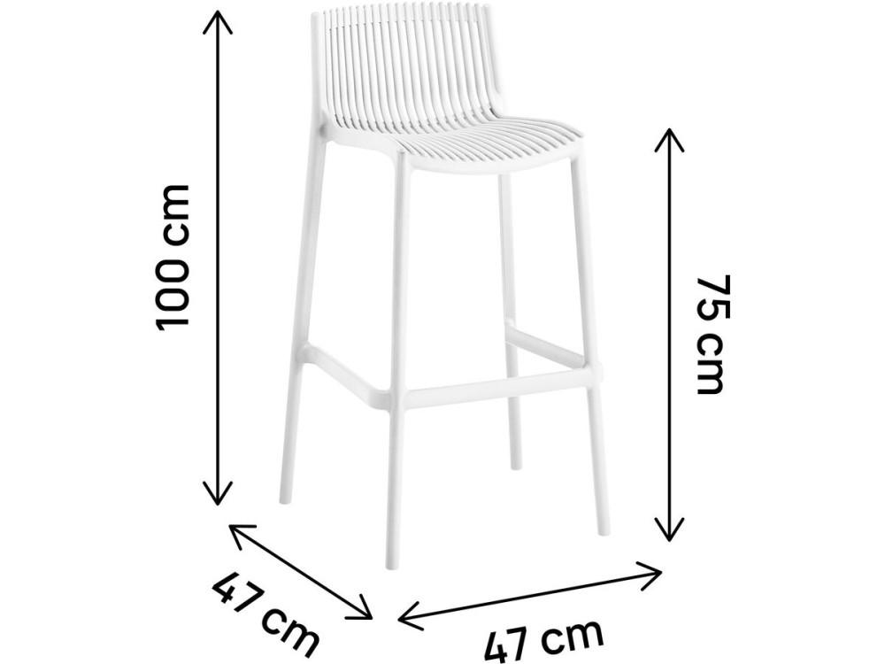 Lot de 2 chaises hautes empilables en plastique "Néora" - Blanc