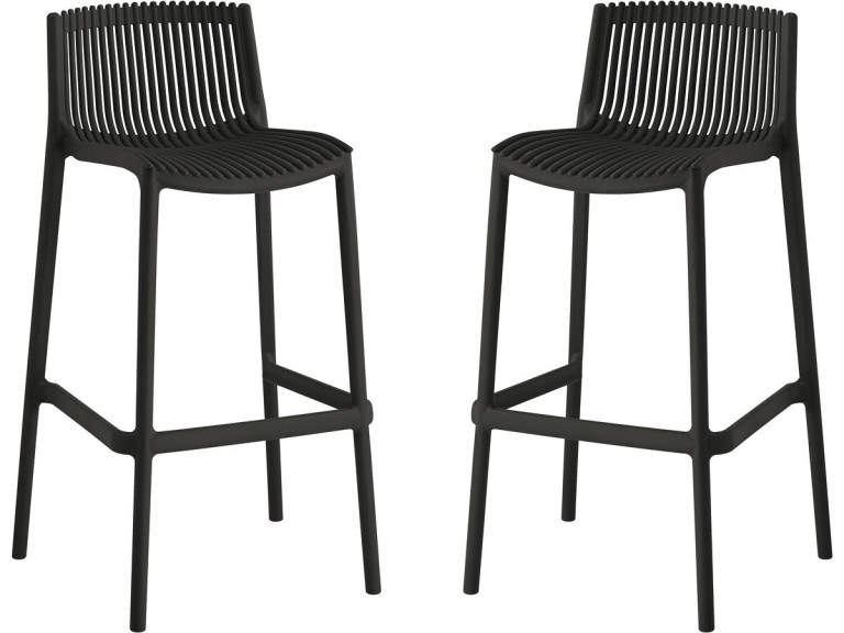 Lot de 2 chaises hautes empilables en plastique "Néora" - Noir