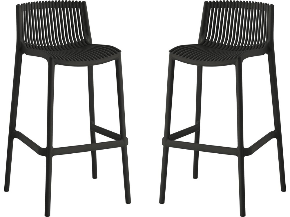 Lot de 2 chaises hautes empilables en plastique "Néora" - Noir