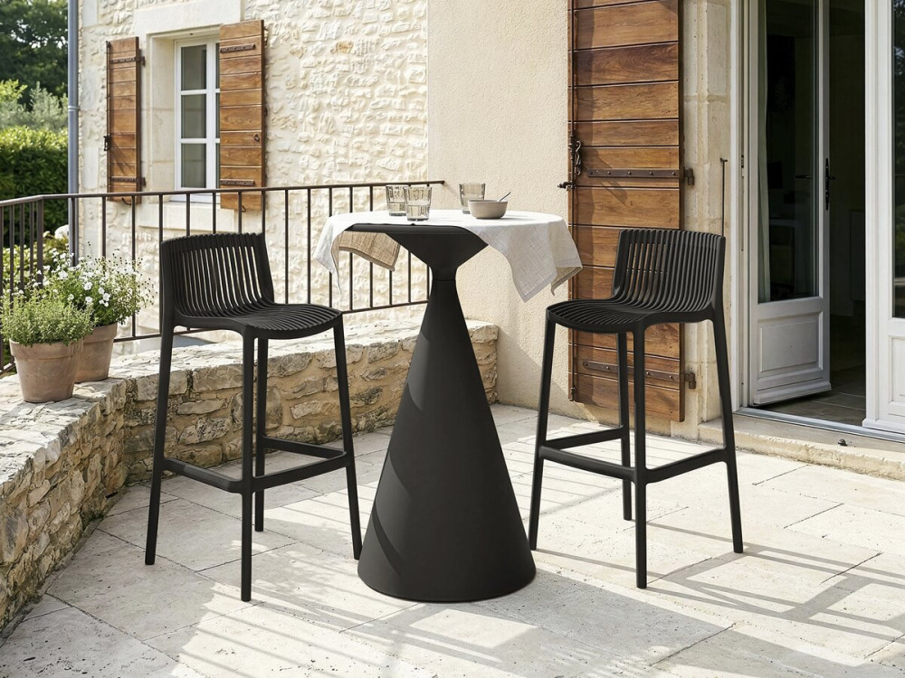 Lot de 2 chaises hautes empilables en plastique "Néora" - Noir