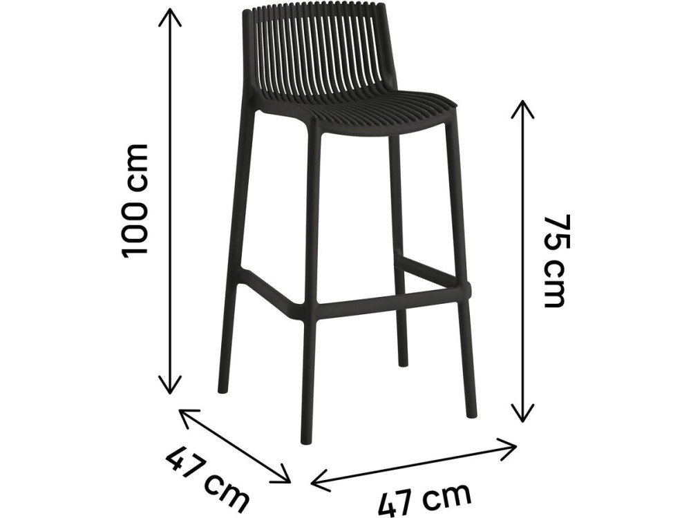 Lot de 2 chaises hautes empilables en plastique "Néora" - Noir