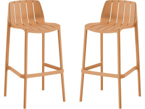 Lot de 2 chaises hautes de jardin empilable "Vaena" - Orange
