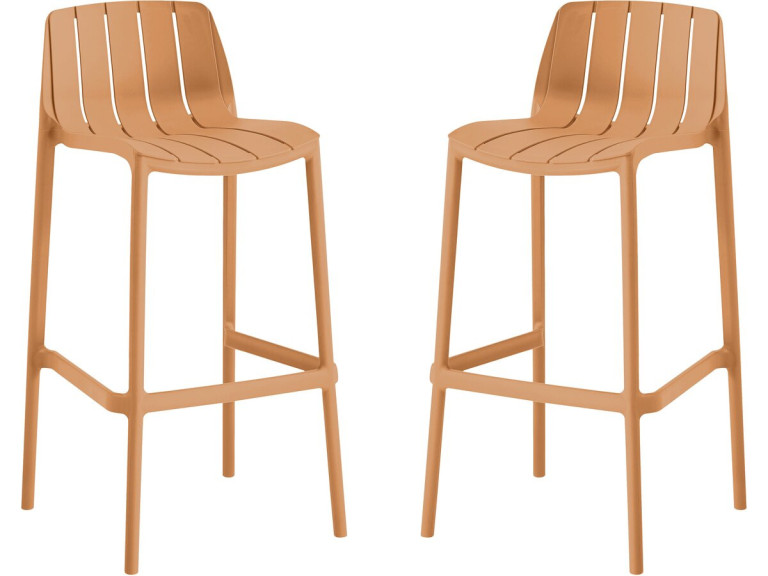 Lot de 2 chaises hautes de jardin empilable "Vaena" - Orange