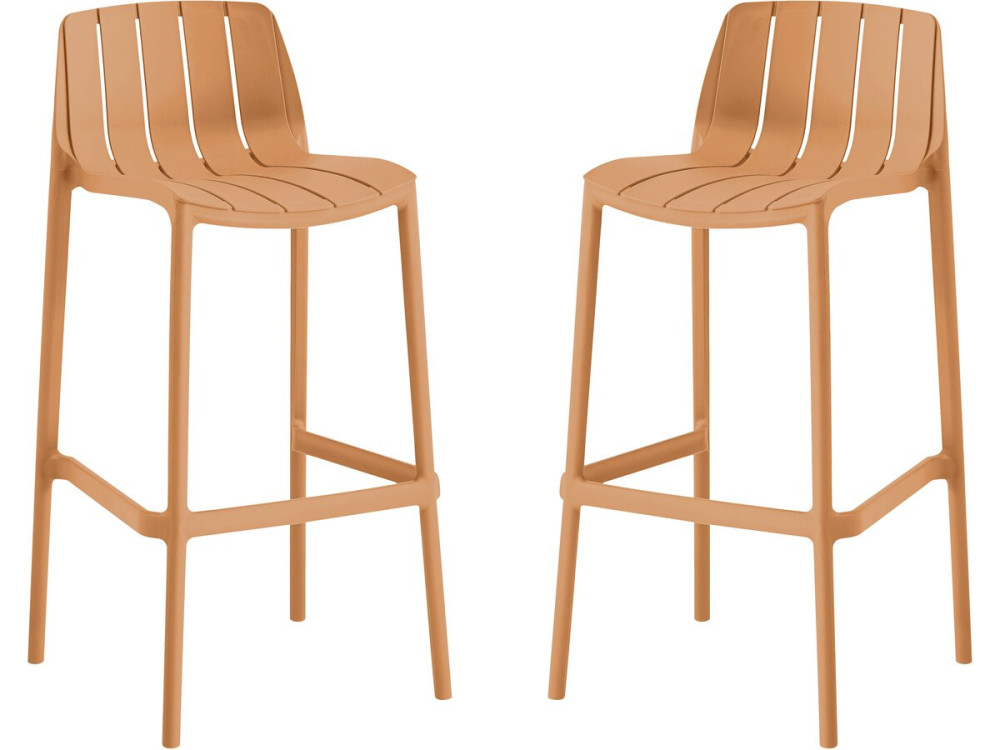 Lot de 2 chaises hautes de jardin empilable "Vaena" - Orange