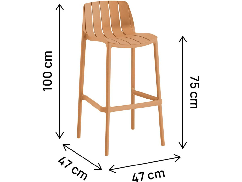 Lot de 2 chaises hautes de jardin empilable "Vaena" - Orange