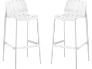 Lot de 2 chaises hautes de jardin empilable "Vaena" - Blanc