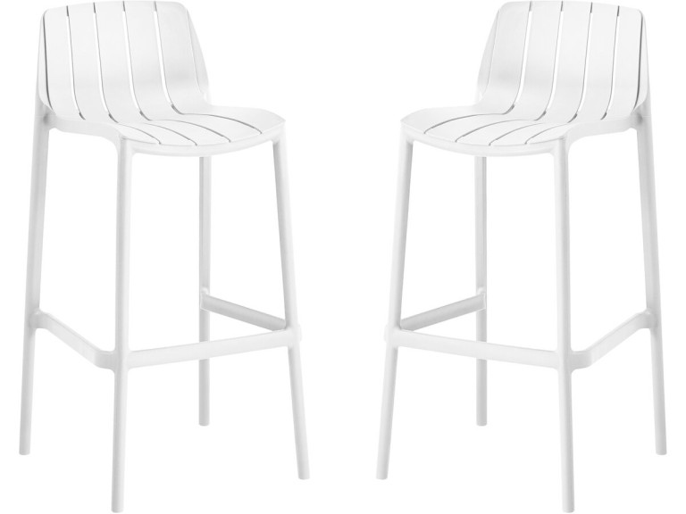 Lot de 2 chaises hautes de jardin empilable "Vaena" - Blanc