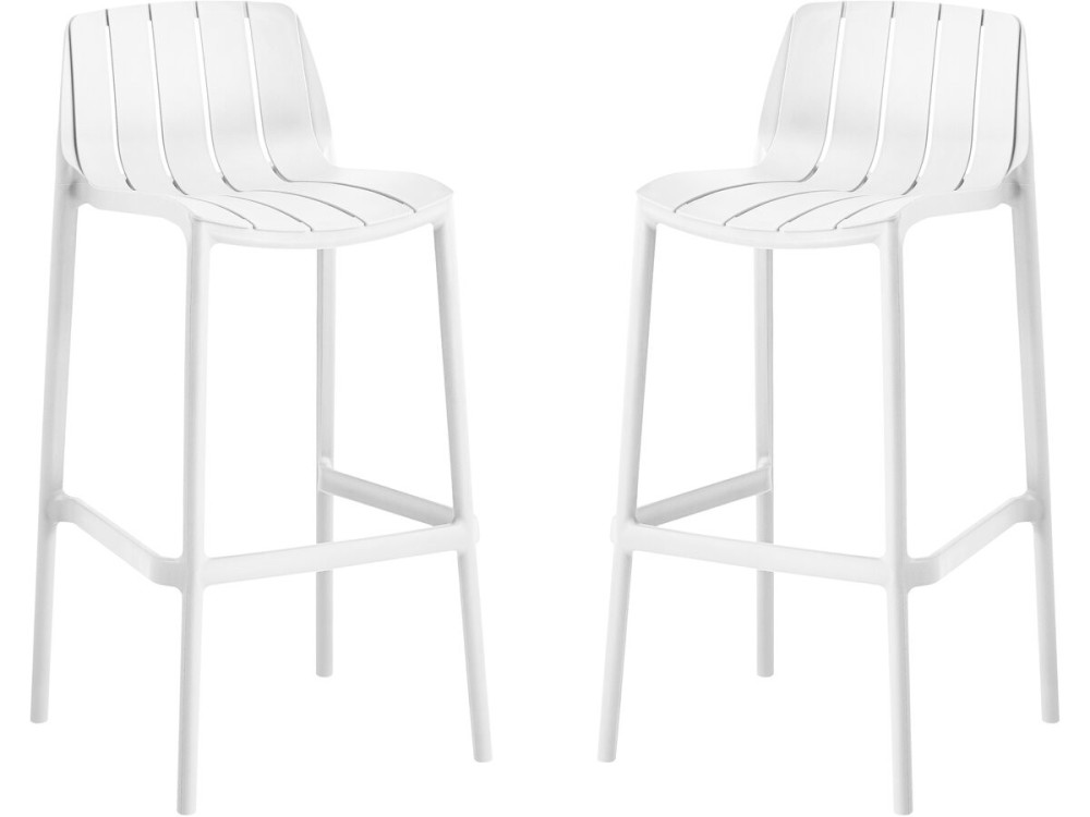 Lot de 2 chaises hautes de jardin empilable "Vaena" - Blanc