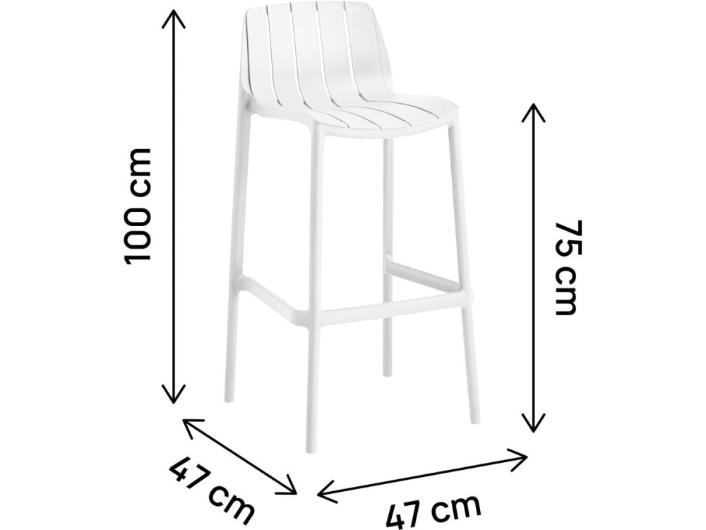 Lot de 2 chaises hautes de jardin empilable "Vaena" - Blanc