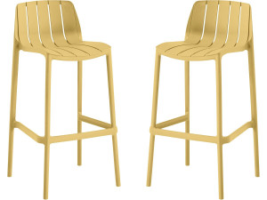 Lot de 2 chaises hautes de jardin empilable "Vaena" - Jaune