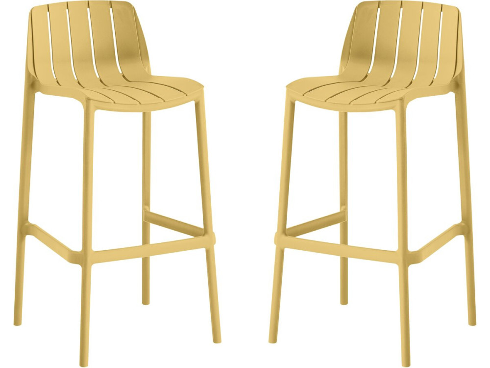 Lot de 2 chaises hautes de jardin empilable "Vaena" - Jaune