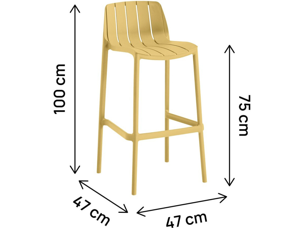Lot de 2 chaises hautes de jardin empilable "Vaena" - Jaune