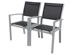 Fauteuil jardin Alu/Textilène "Tropic" - Phoenix - Noir - Lot de 2