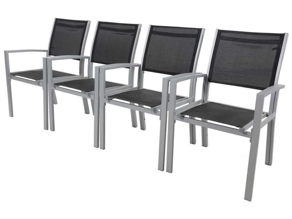 Fauteuil jardin Alu/Textilène "Tropic" - Phoenix - Noir - Lot de 2