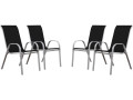 Fauteuil jardin Textilène "Cordoba" - Phoenix - Noir - Lot de 4 - Noir / Argenté