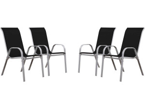 Fauteuil jardin Textilène "Cordoba" - Phoenix - Noir - Lot de 4