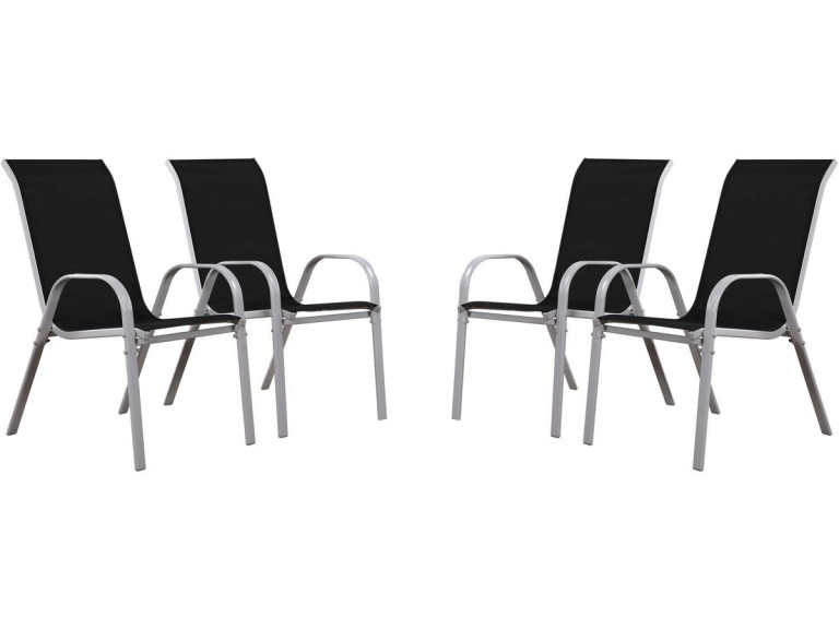 Fauteuil jardin Textilène "Cordoba" - Phoenix - Noir - Lot de 4