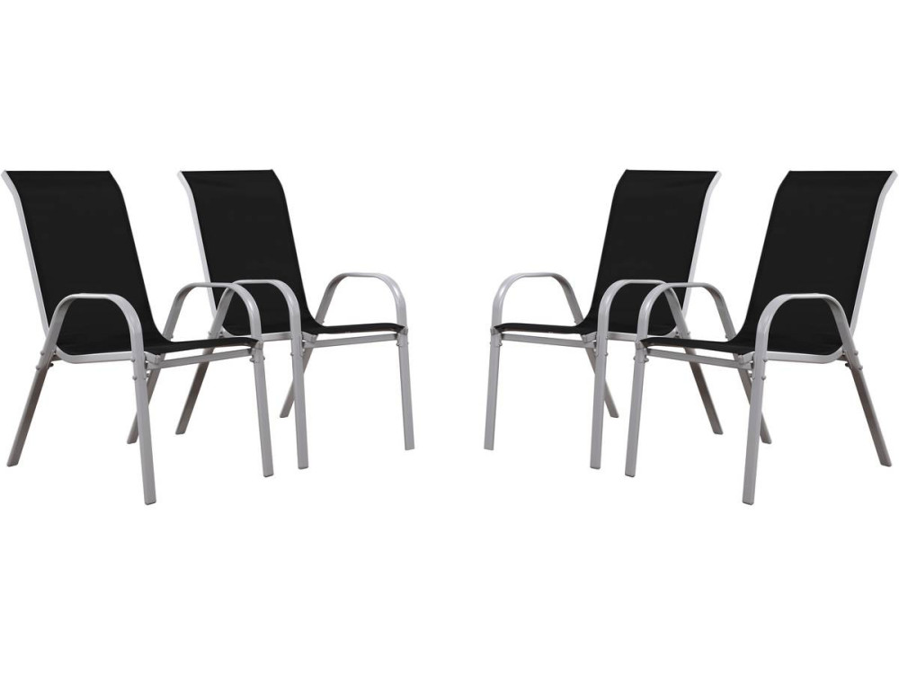 Fauteuil jardin Textilène "Cordoba" - Phoenix - Noir - Lot de 4