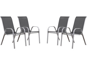 Fauteuil jardin Textilène "Cordoba" - Phoenix - Gris foncé/Argenté - Lot de 4