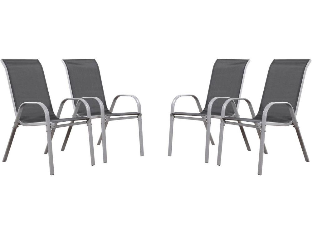 Fauteuil jardin Textilène "Cordoba" - Phoenix - Gris foncé/Argenté - Lot de 4