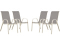 Fauteuil jardin Textilène "Cordoba" - Phoenix - Gris foncé/Argenté - Lot de 4 - Gris clair / Blanc