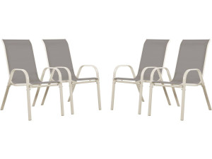Fauteuil jardin Textilène "Cordoba" - Phoenix - Gris clair - Lot de 4