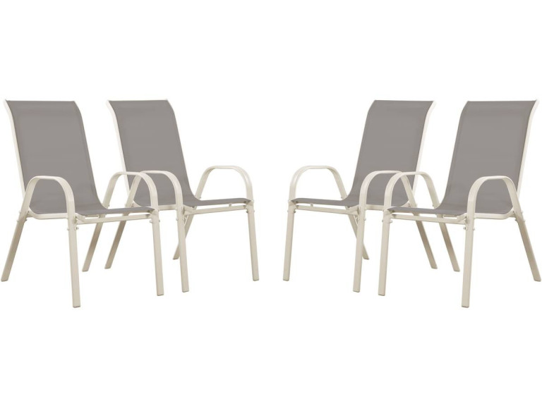 Fauteuil jardin Textilène "Cordoba" - Phoenix - Gris clair - Lot de 4