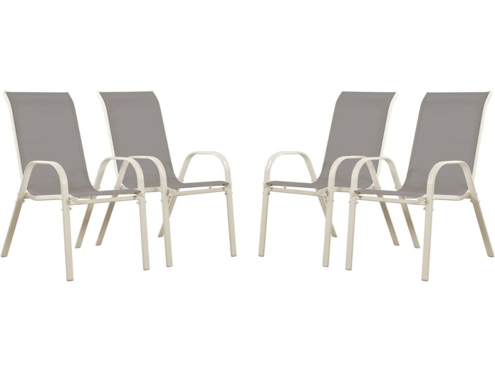 Fauteuil jardin Textilène "Cordoba" - Phoenix - Gris clair - Lot de 4