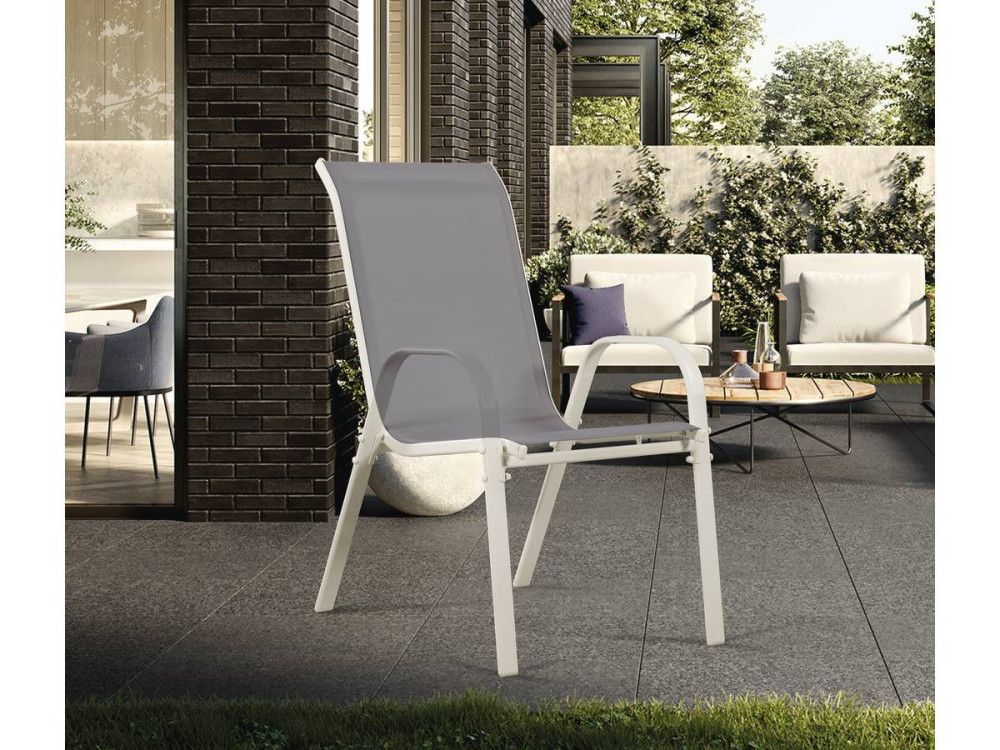 Fauteuil jardin Textilène "Cordoba" - Phoenix - Gris clair - Lot de 4