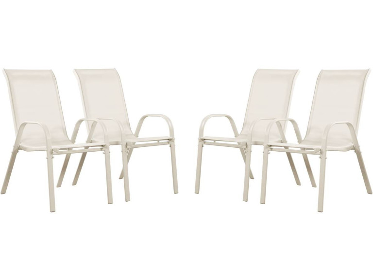 Fauteuil jardin Textilène "Cordoba" - Phoenix - Écru - Lot de 4