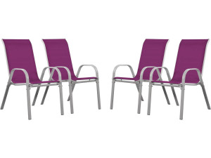 Fauteuil jardin Textilène "Cordoba" - Phoenix - Rose - Lot de 4