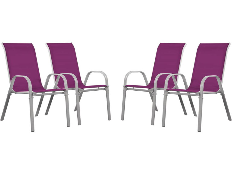 Fauteuil jardin Textilène "Cordoba" - Phoenix - Rose - Lot de 4