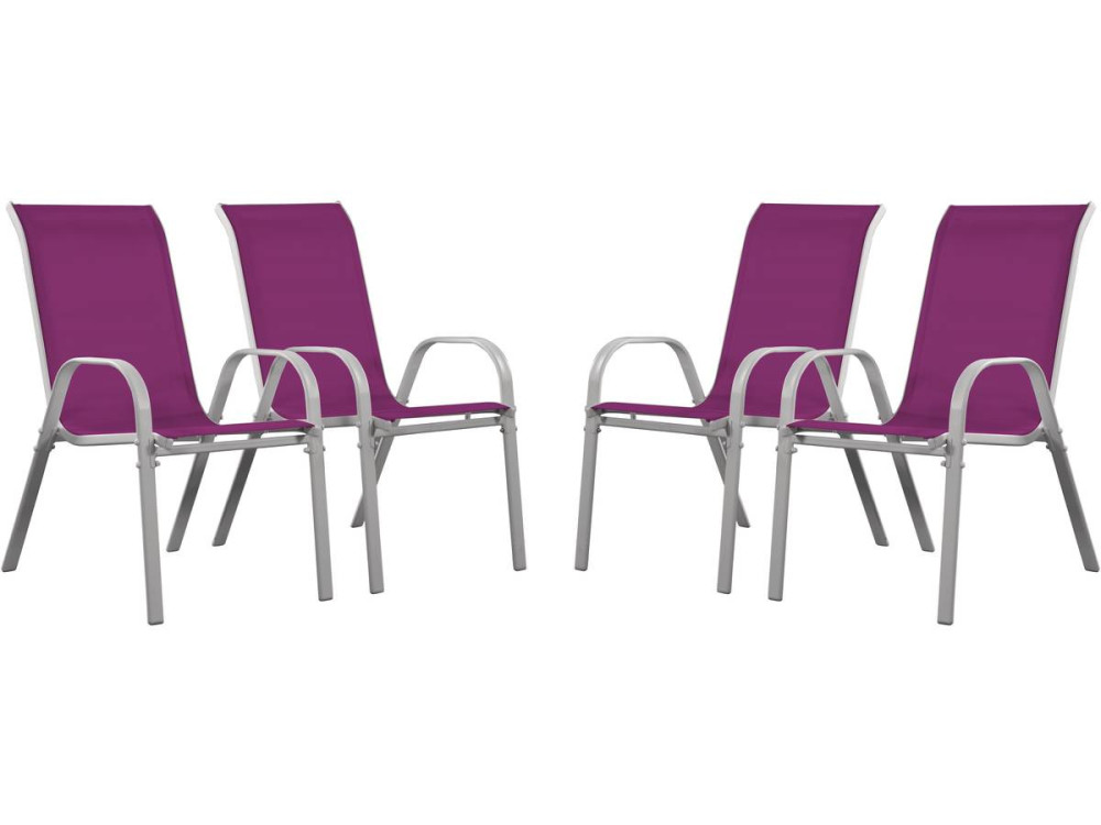 Fauteuil jardin Textilène "Cordoba" - Phoenix - Rose - Lot de 4