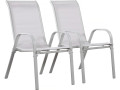 Fauteuil jardin Textilène "Cordoba" - Phoenix - Gris clair - Lot de 2 - Gris clair / Blanc