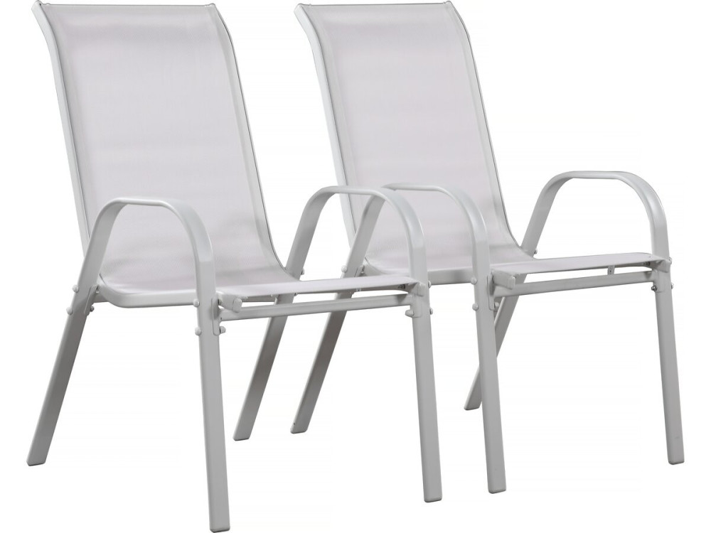 Fauteuil jardin Textilène "Cordoba" - Phoenix - Gris clair - Lot de 2