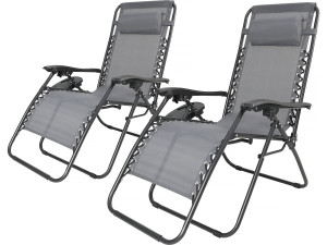 Lot de 2 fauteuils de jardin inclinable zéro gravité "Sintra" - Gris