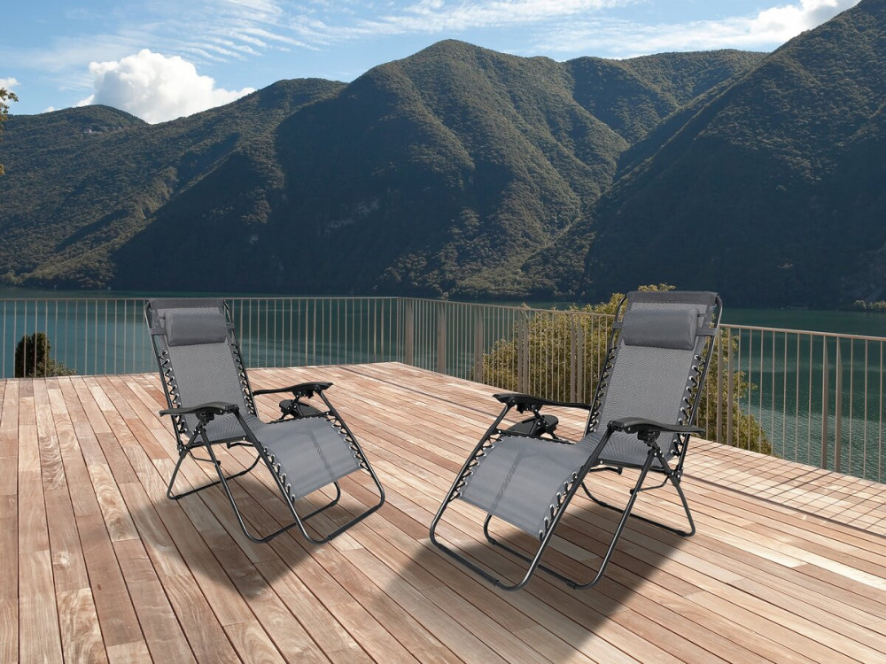 Lot de 2 fauteuils de jardin inclinable zéro gravité "Sintra" - Gris