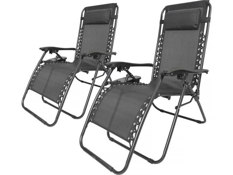 Lot de 2 Fauteuils de jardin inclinable zéro gravité "Sintra" - Noir