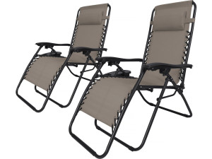 Lot de 2 Fauteuils de jardin inclinable zéro gravité "Sintra" - Taupe